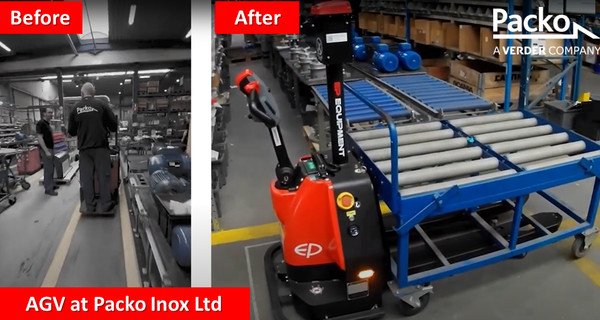 AGV (Automated Guided Vehicle) increases productivity at Packo